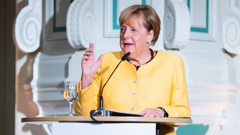 Ex-Bundeskanzlerin Angela Merkel bei der Eröffnungsveranstaltung der Bundeskanzler-Helmut-Kohl-Stiftung