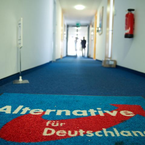 AfD-Fußabtreter in der Bundesgeschäftsstelle der Partei