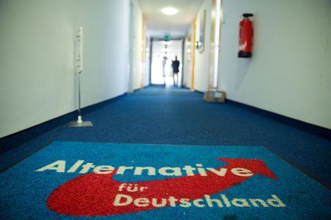 AfD-Fußabtreter in der Bundesgeschäftsstelle der Partei