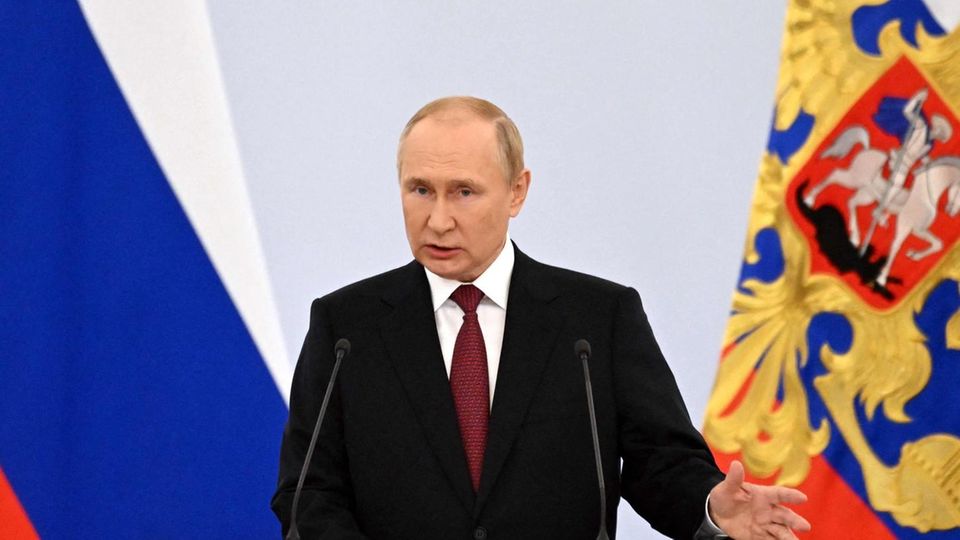 Russlands Präsident Wladimir Putin bei der Zeremonie zur Annexion ukrainischer Gebiete