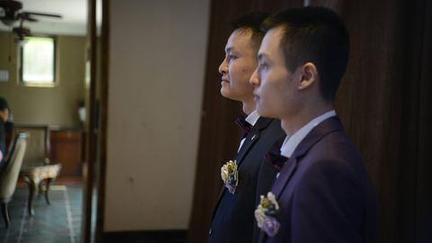 Illegale gleichgeschlechtliche Ehe in Peking, China.