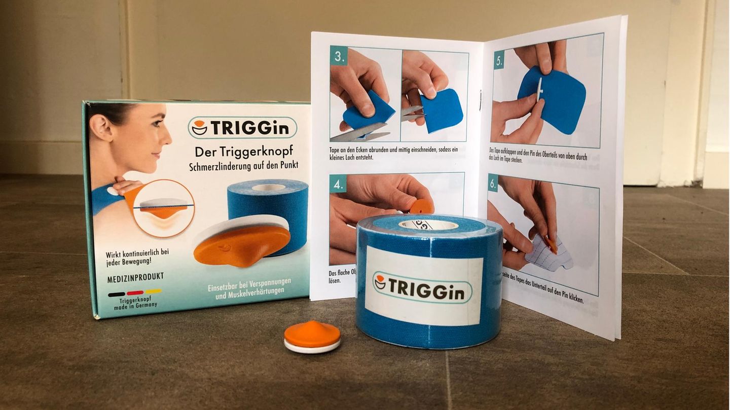Triggid aus DHDL: Lieferumfang mit Kinesiotape, Triggerknopf und Anleitung