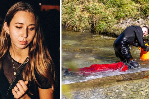 Ermordete 23-jährige Frau Hanna aus Aschau; Polizeitaucher in der Prien in der Nähe des Chiemsees