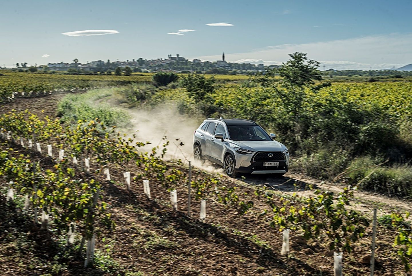 Feldwege sind beim Toyota Corolla Cross gerade noch im Offroad-Portfolio