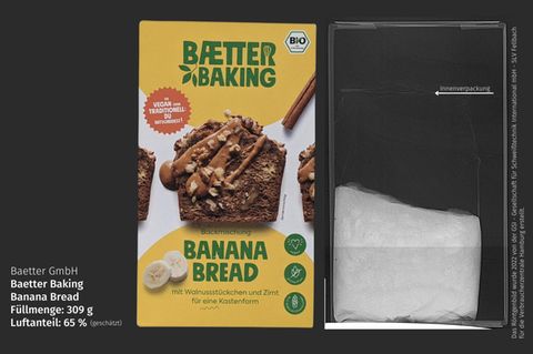 Auch die Bananenbrotpackung ist bescheiden gefüllt.
