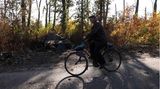 Fahrradfahrer in Borowa