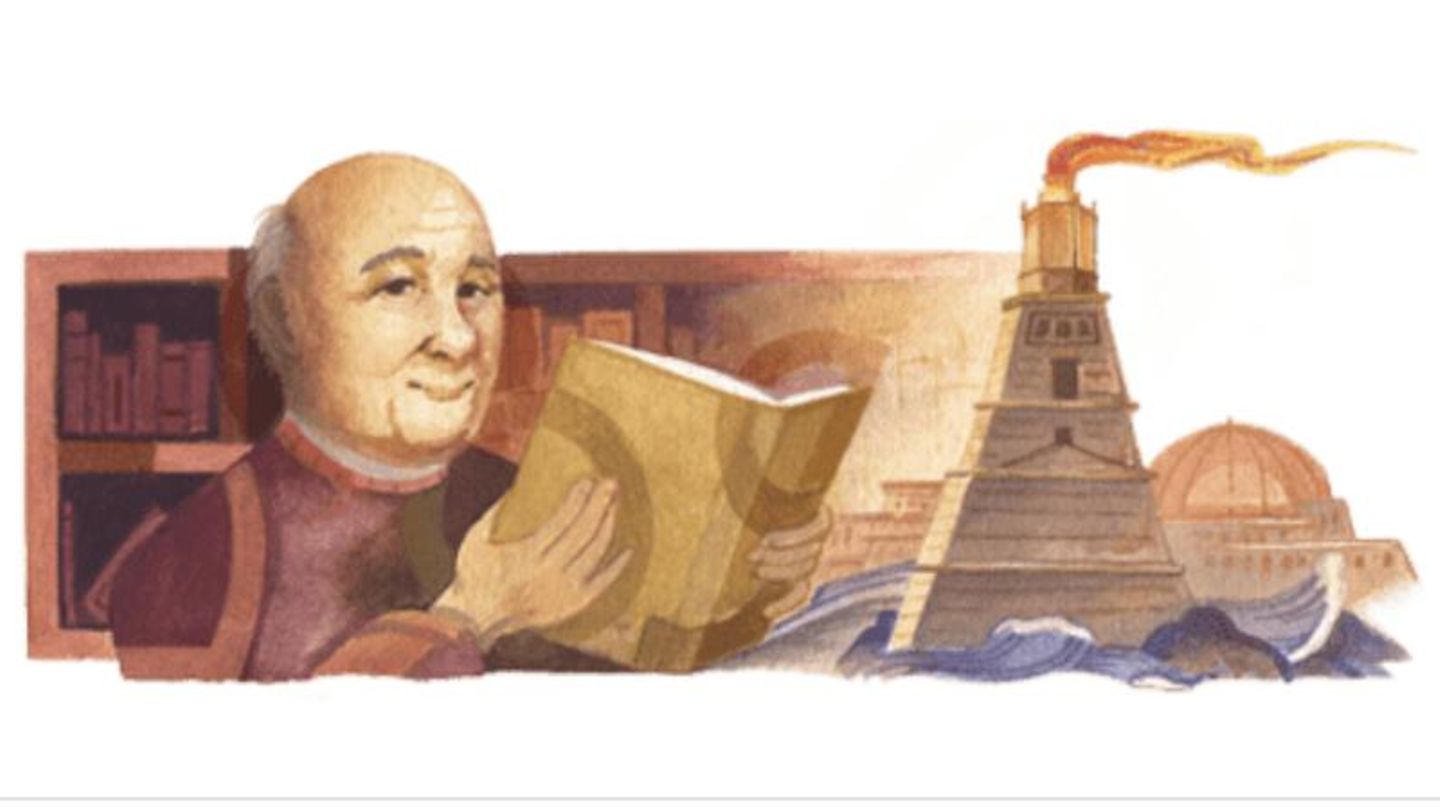 Ein Google Doodle zeigt eine Zeichnung des Ägyptologen Mostafa El-Abbadi mit einem Buch in der Hand