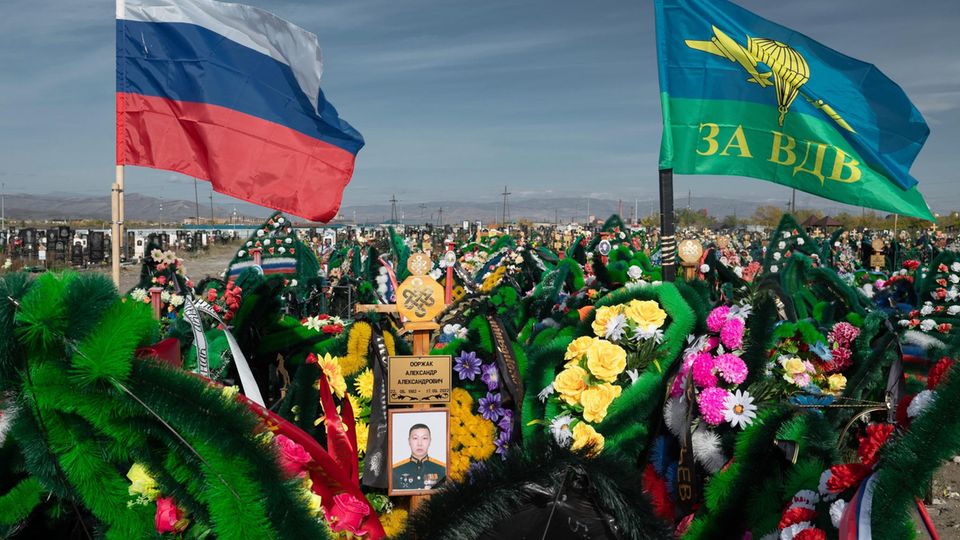 Soldiers' graves in Kyzyl, the capital of Tuva