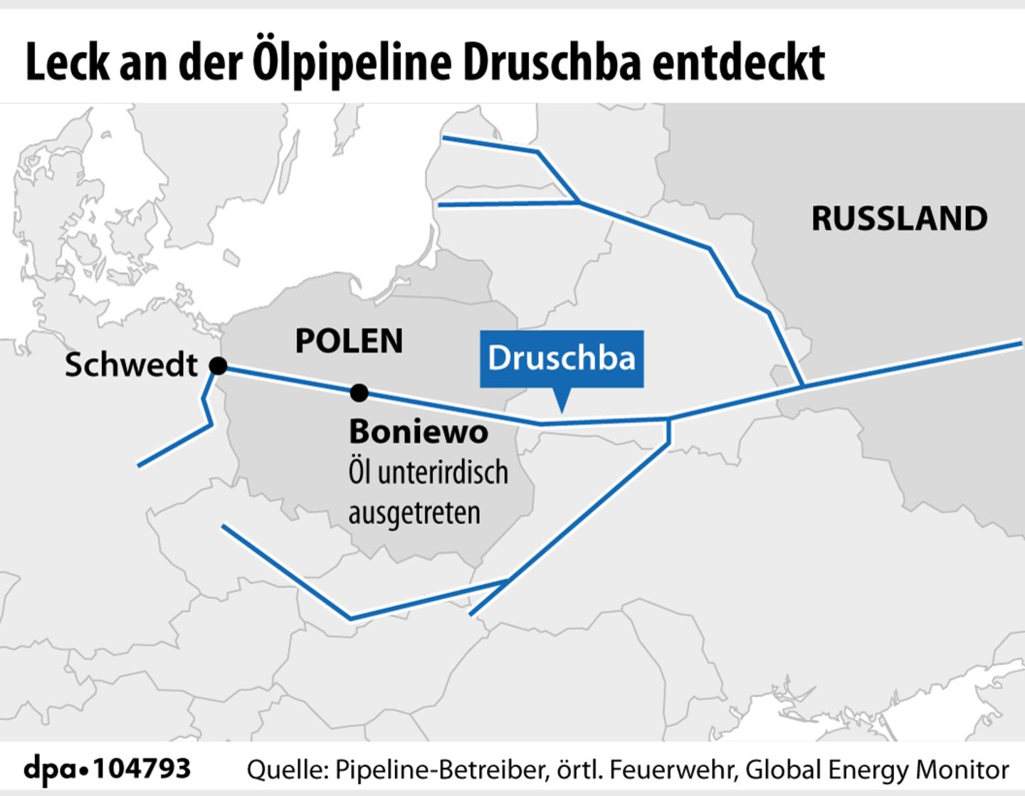 Leck an der Ölpipeline "Druschba" entdeck
