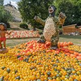 Ein aus Kürbissen gebauter Balu aus dem Film "Dschungelbuch"