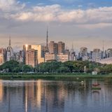 Blick auf Wolkenkratzer und hohe Gebäude in Sao Paulo, Brasilien