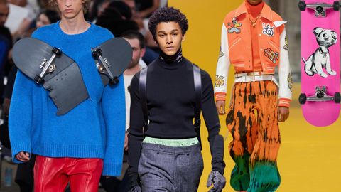 Collage aus Modeschauen von Luxusdesignern