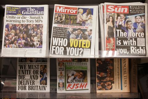 Titelblätter in England zu Rishi Sunak