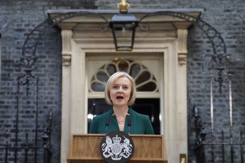 Liz Truss, kurz vor ihrer formellen Entlassung als Premierministerin von Großbritannien