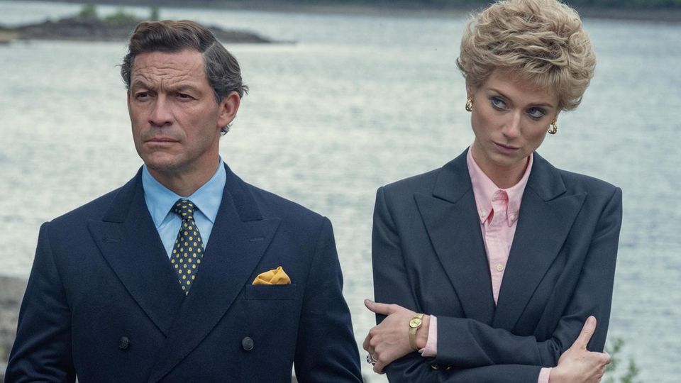 Dominic West as Prince Charles and Elizabeth Debicki as Diana