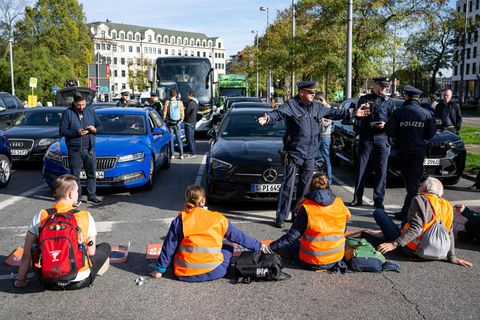 Straßenblockade im Zentrum Münchens