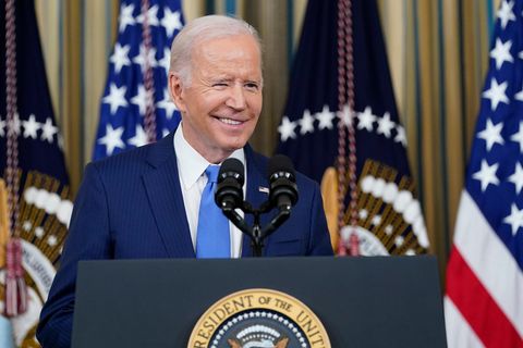 US-Präsident Joe Biden im State Dining Room des Weißen Hauses in Washington DC
