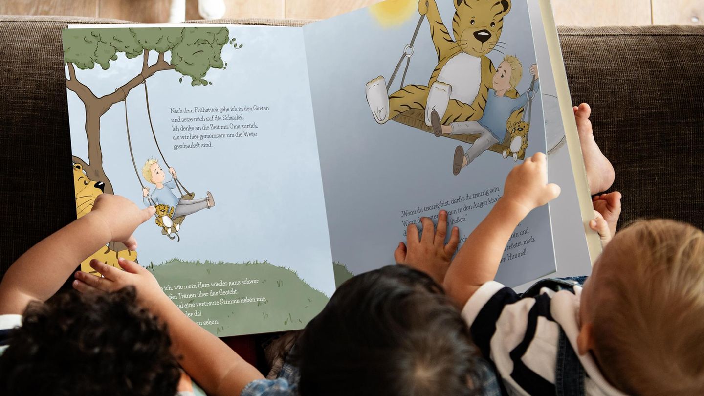 Aufnahme einer Seite im Buch “Tino & der Trost-Tiger: Eine Reise durch das Trauerland”