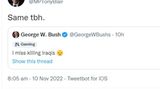 Auch Politiker werden von den gefälschten "verifizierten" Accounts böse erwischt. So unterhalten sich hier vermeintlich George W. Bush und Tony Blair darüber, dass sie gerne wieder Iraker töten würden.