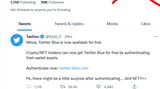 Twitter selbst hat es ebenfalls erwischt. Ein gefakter Account verschenkt angeblich Zugänge zu "Twitter Blue" und sammelt damit eine große Zahl an Likes und Retweets ein.