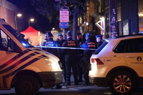 Polizisten am Tatort in Brüssel