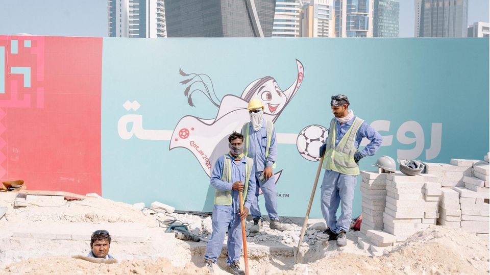 Baustelle auf der Diplomatic Street in Doha
