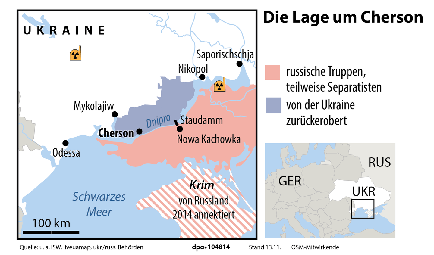 Ukraine-Karte zeigt die Lage um Cherson