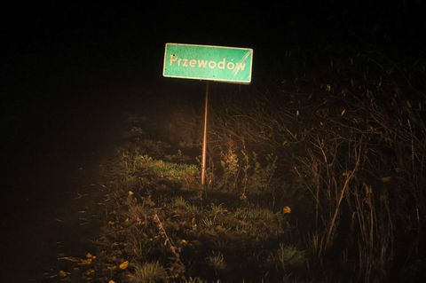 Ortschild von Przewodow in Polen an der Grenze zur Ukraine