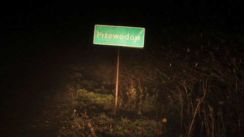 Ortschild von Przewodow in Polen an der Grenze zur Ukraine