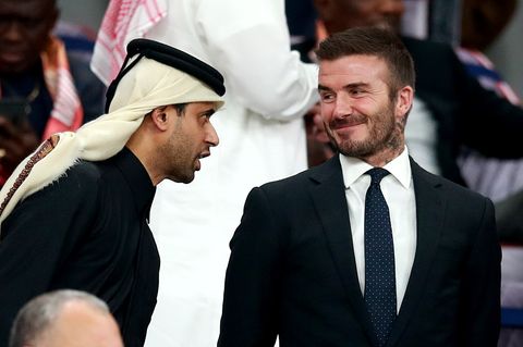 David Beckham mit Nasser al-Khelaifi, Präsident des katarischen Staatsfonds "Qatar Sports Investments" (Symbolfoto)