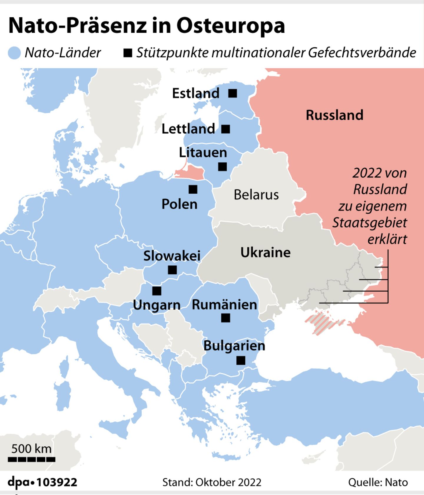 Bestehende multinationale Gefechtsverbände der Nato in Osteuropa