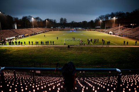 WM-Protestaktion im Fußballstadion Herne