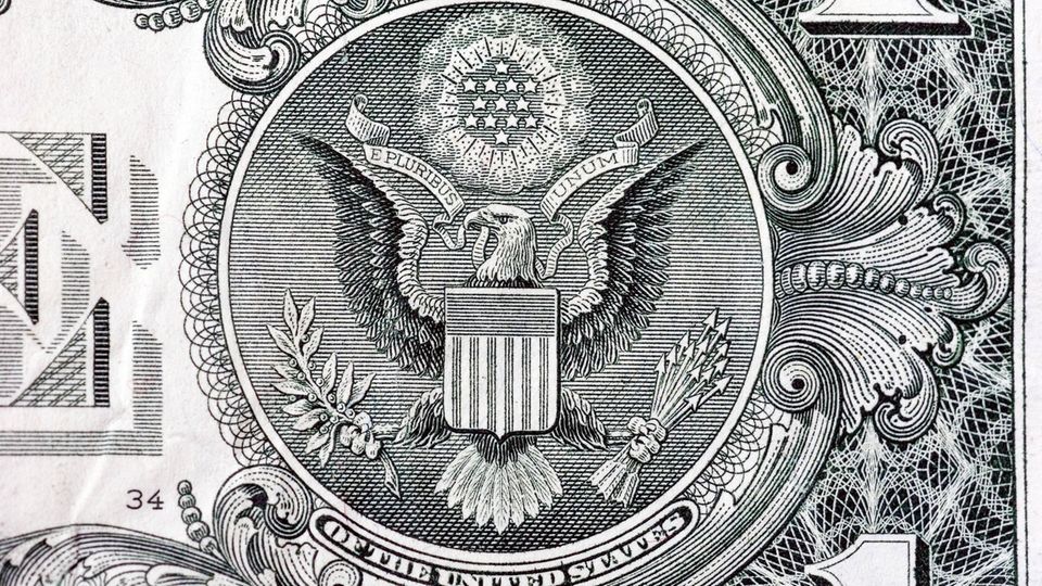 USA Großes Siegel Adler Dollar Der Adler auf dem Großen Siegel der Vereinigten Staaten – hier auf einem Ein-Dollar-Schein