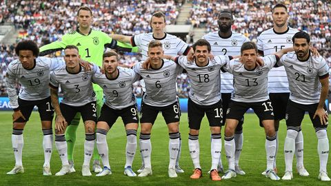 Das deutsche Team Mitte Juni vor dem Spiel gegen Italien. Die Italiener sowie unter anderem Timo Werner sind bei der WM 2022 nicht dabei