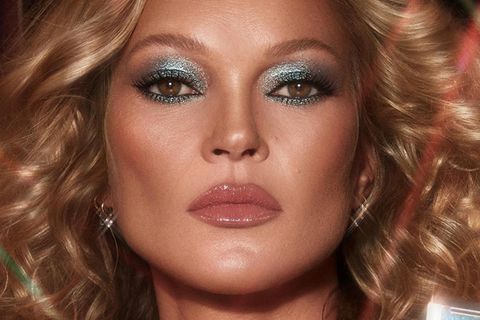 Kate Moss mit glitzerndem Augen Make-up