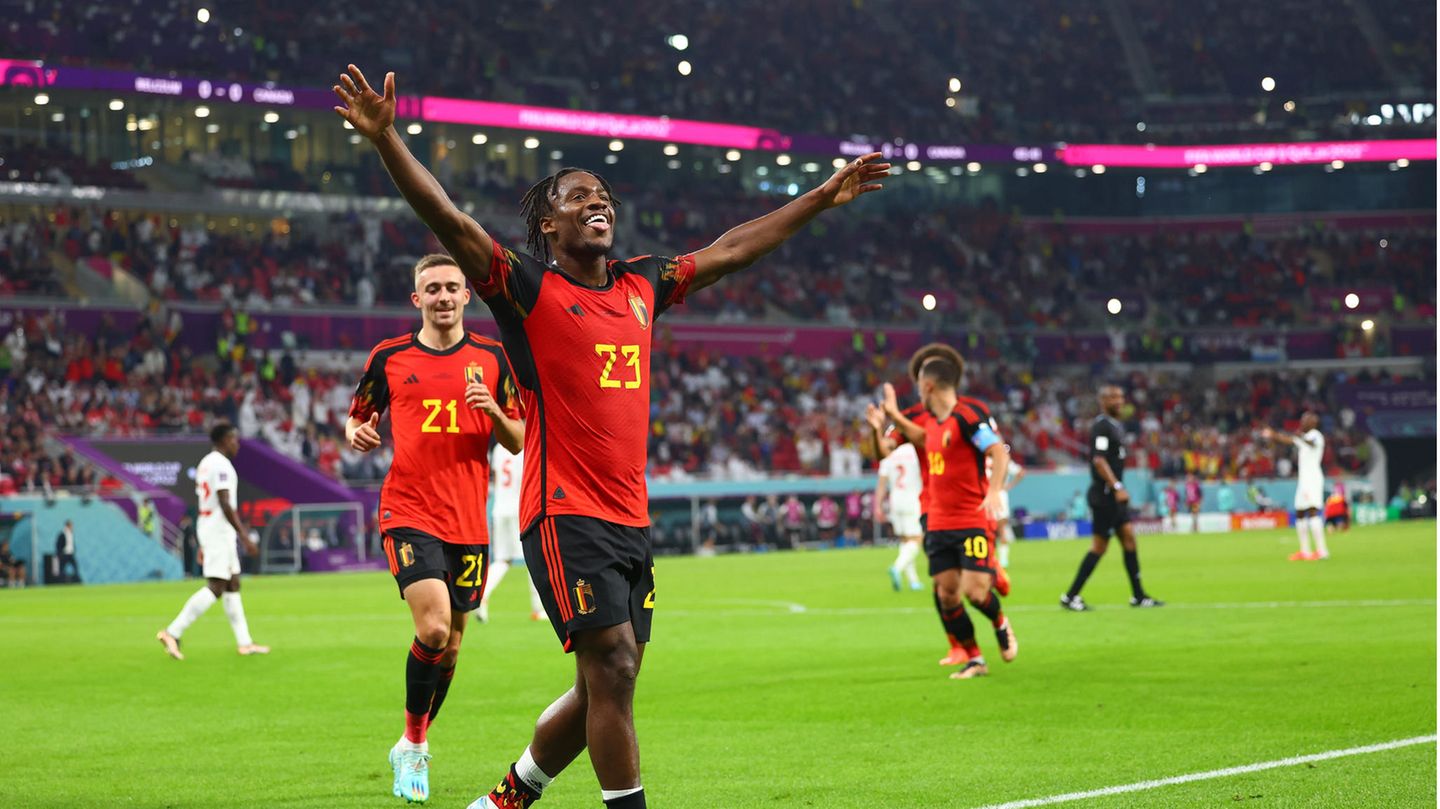 Michy Batshuayi bejubelt sein 1:0 für Belgien gegen Kanada