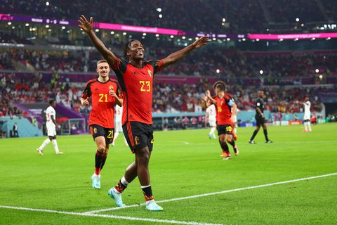 Michy Batshuayi bejubelt sein 1:0 für Belgien gegen Kanada