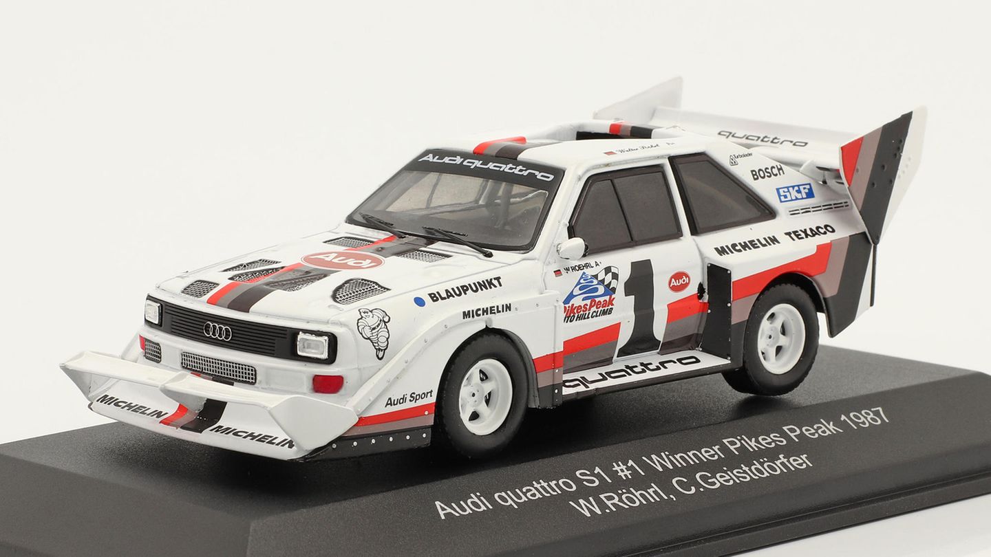 Sieger Kategorie D Sammeln: 1:43 Großserie Klassik  Audi Sport quattro S1/E2 „Pikes Peak“  CMR, Preis: 34,95 Euro