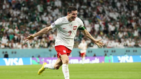 Robert Lewandowski feiert seinen Treffer gegen Saudi-Arabien