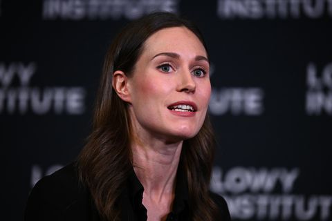 Sanna Marin, Ministerpräsidentin von Finnland, spricht in der Denkfabrik Lowy Institute