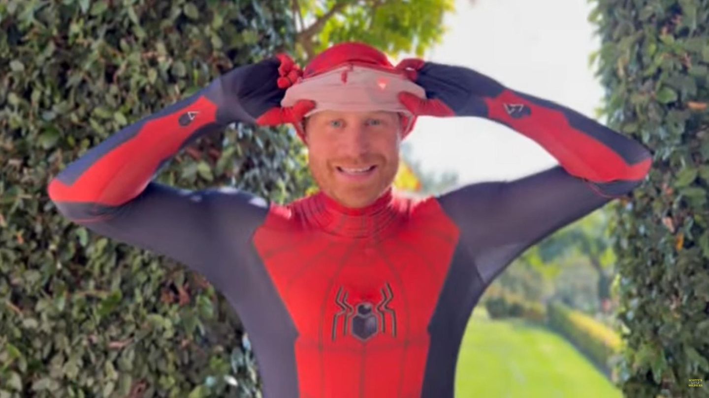 Prince Harry dresses up as Spider-Man for soldiers’ children
