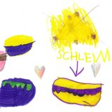 Bunte Zeichnungen von glibberiger Masse