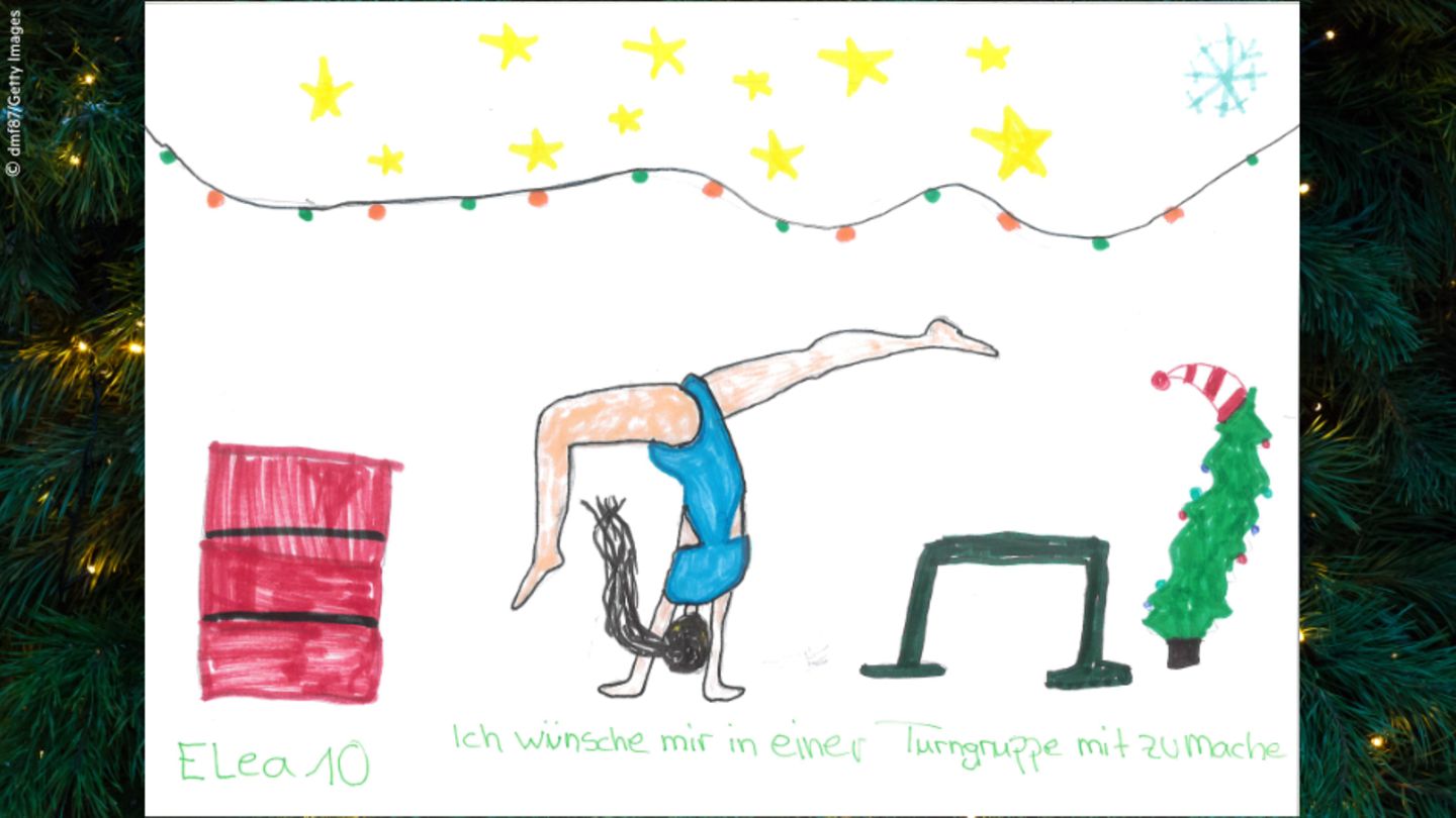 Elea hat ein Mädchen gemalt, das ein Rad schlägt