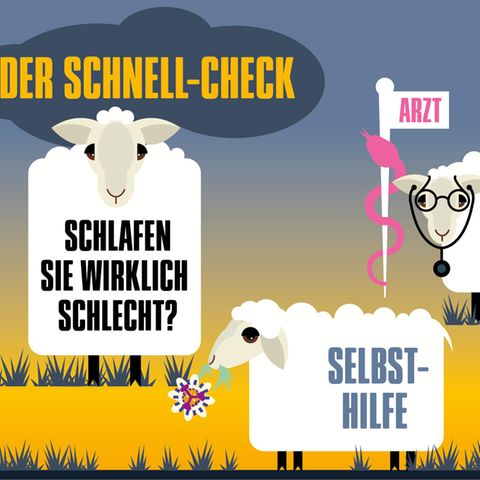 Eine Grafik mit Schafen zeigt die verschiedenen Schlaftherapien an
