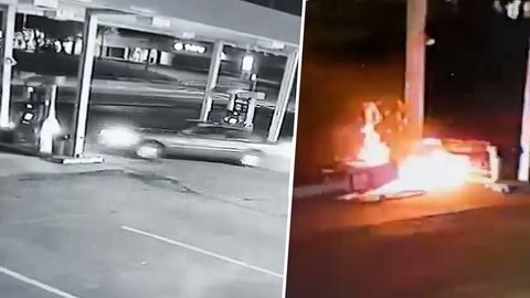 Tankstellenbrand durch Burnout