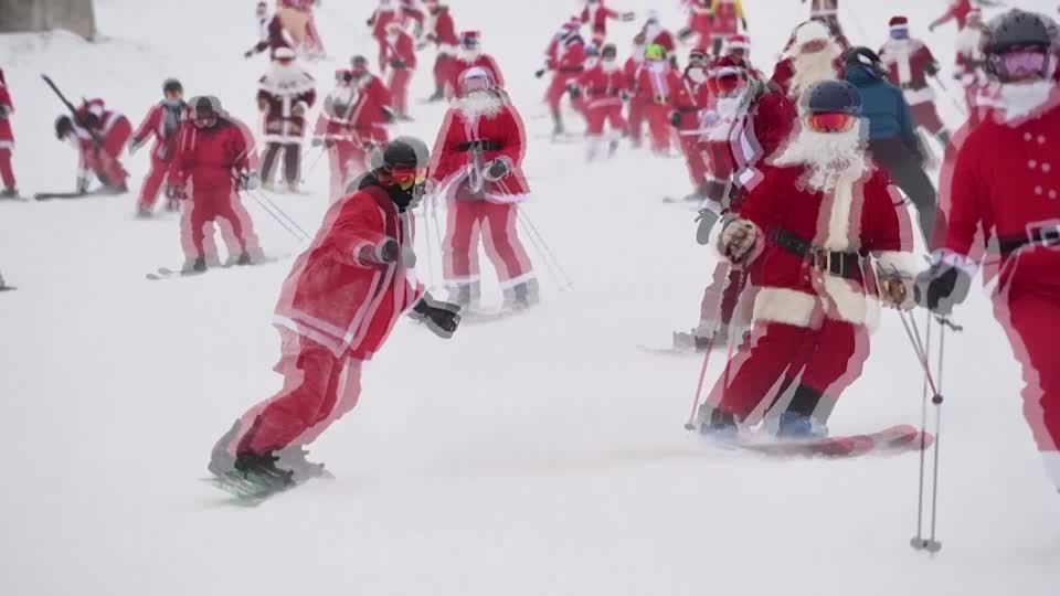 Video: USA: mehr als 250 Weihnachtsmänner auf der Piste