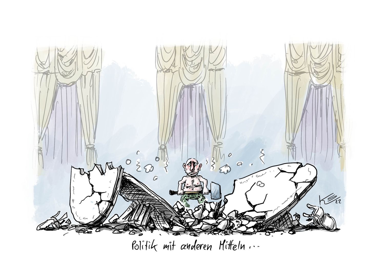 Jahrbuch: Putin schickt Habeck unter die kalte Dusche: Karikaturist Klaus Stuttmann blickt auf 2022 zurück