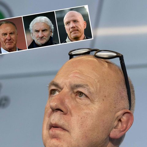 DFB-Präsident Bernd Neuendorf, Oliver Mintzlaff, Oliver Kahn, Karl-Heinz Rummenigge, Rudi Völler und Matthias Sammer