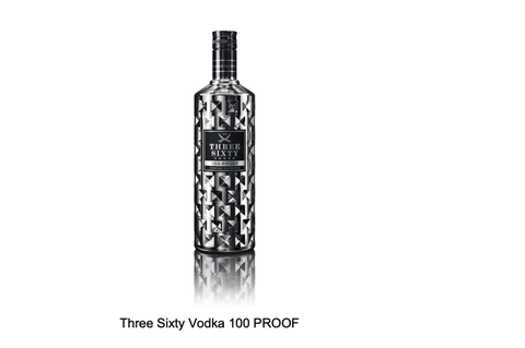 Eine Flasche Three Sixty Vodka 100 Proof