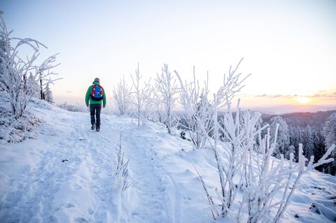 Hessen: Winterwanderung auf den schönsten Berg im Taunus  Der Altkönig ist zwar nicht der höchste Berg im hessischen Taunus-Gebirge, aber wohl der schönste. Mit seinen knapp 800 Höhenmetern ist er auch für unerfahrene Bergwanderer ein perfektes Ausflugsziel für die Winterwanderung. Der entsprechende Wanderweg startet am Wanderparkplatz im kleinen Ort Hohemark. Auf 10,5 Kilometern führt er dann mit leichter Steigung bis zum Kronberg. Von dort aus fährt eine S-Bahn zurück zum Start. Mehr Infos. 